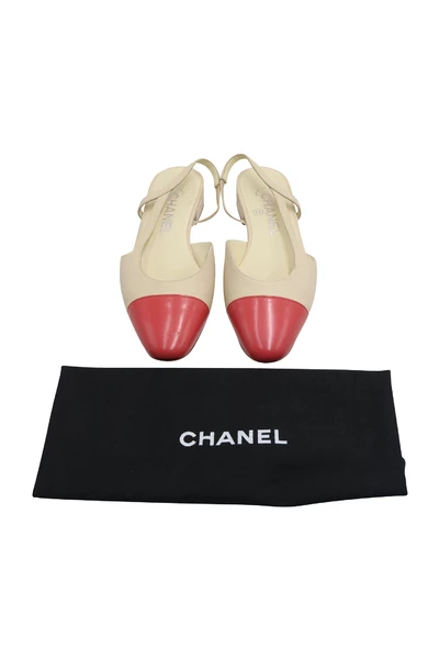 Chanel Vintage Vintage Schoenen Flat Sandals Beige 2 Chanel Vintage Vintage Schoenen Flat Sandals Beige - Afbeelding 2