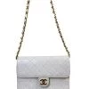 Chanel Vintage Vintage Tassen Pre-owned Leather Flap Bag White