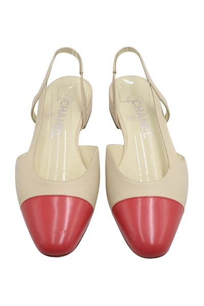 Chanel Vintage Vintage Schoenen Flat Sandals Beige 3 Chanel Vintage Vintage Schoenen Flat Sandals Beige - Afbeelding 3