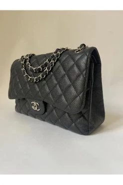 Chanel Vintage Vintage Tassen Pre-owned Jumbo Single Flap Bag Black -Goedkope Chanel Vintage winkel d47fe7867649f35792fe3af0e38ec090