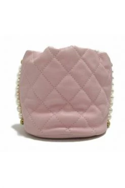 Chanel Vintage Vintage Tassen Pre-owned Matelasse Pearl Chain Bucket Bag Pink