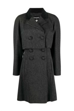 Chanel Vintage Vintage Jassen Pre-Owned Wool Coat Gray