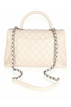 Chanel Vintage Vintage Tassen Chanel Light Beige Quilted Caviar Coco Top Handle Flap Bag 50249 Pink -Goedkope Chanel Vintage winkel db0b4ffad90cbe8eb5f5450cf22a0811