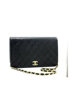Chanel Vintage Vintage Tassen Pre-owned Full Flap Chain Shoulder Bag Clutch Quilted Lambskin Black -Goedkope Chanel Vintage winkel e5a893cf0ff29bd3c044d9b2753864a5