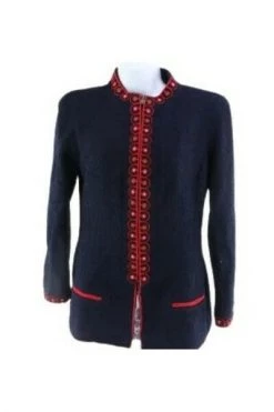 Chanel Vintage Vintage Jassen Pre-owned Wool Outerwear Blue