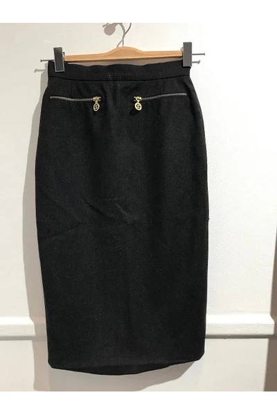 Chanel Vintage Vintage Rokken Pre-owned Wool Bottoms Black 5 Chanel Vintage Vintage Rokken Pre-owned Wool Bottoms Black - Afbeelding 5