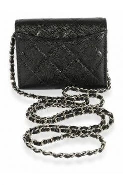 Chanel Vintage Vintage Tassen Pre-owned Chanel Black Quilted Caviar Mini Flap Card Holder On Chain Bag Black -Goedkope Chanel Vintage winkel fc6b3efd0f593d6b9e317cc2db02c4c2